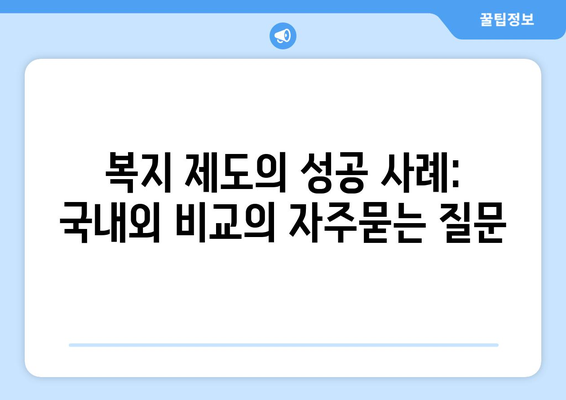 복지 제도의 성공 사례: 국내외 비교