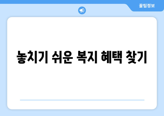 복지 사각지대 해결을 위한 지역별 지원 서비스